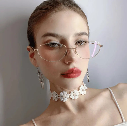 Silver Rimless oval glasses