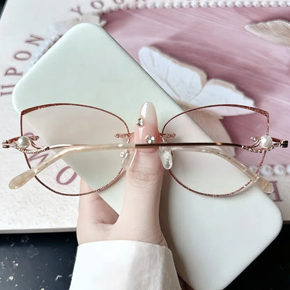 Olive Rimless cat-eye glasses
