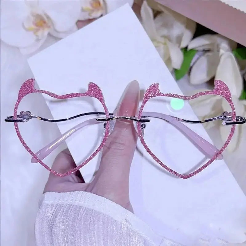 Devil Rimless Heart-shaped Glasses