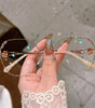 Diamond-Edged Handmade Custom Women's Rimless Cut-Edge Myopia Glasses