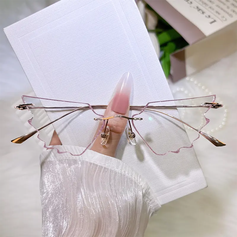 Lila Rimless wing-cut glasses