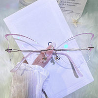 Butterfly Shape Handmade Custom Women's Rimless Cutting Edge Glasses