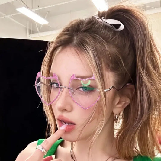 Devil Rimless Heart-shaped Glasses