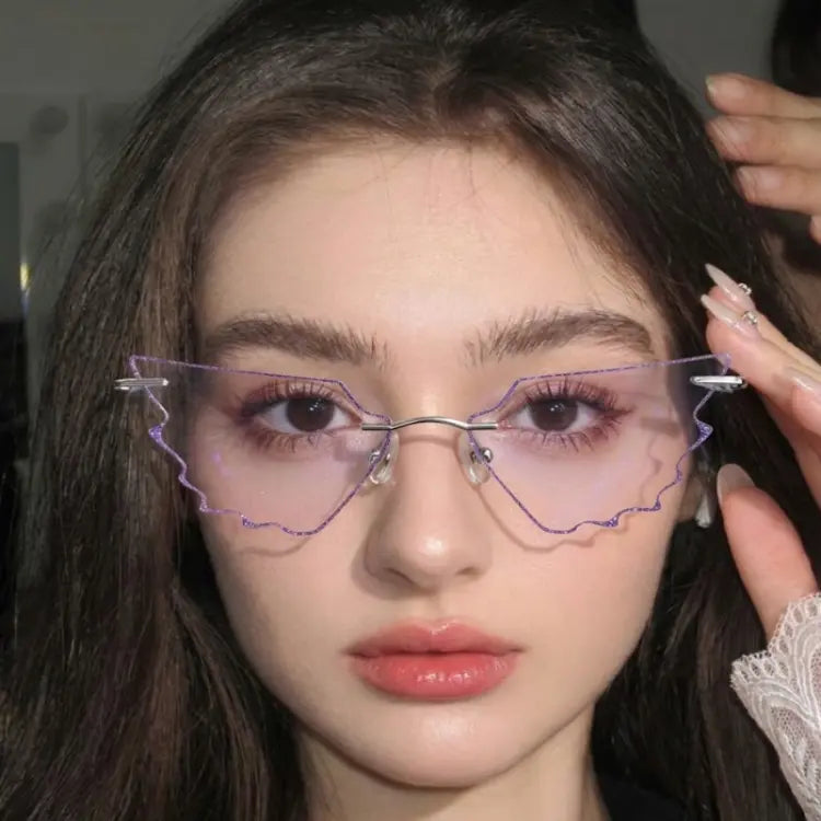 Lila Rimless wing-cut glasses