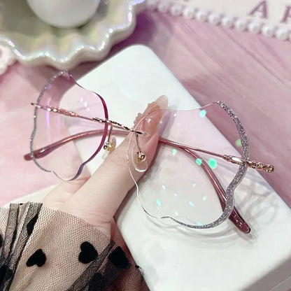 Orchid Rimless custom-shaped glasses