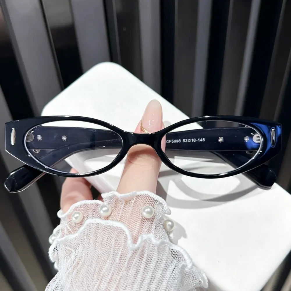 Black narrow oval glasses frame