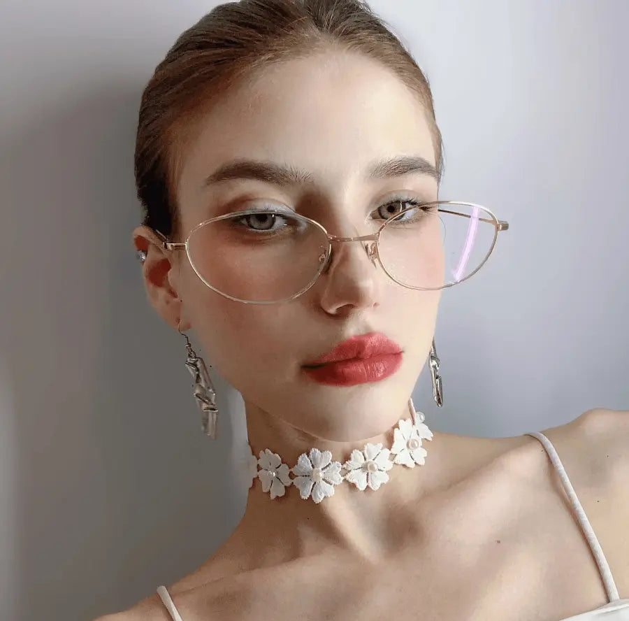 Silver Rimless oval glasses