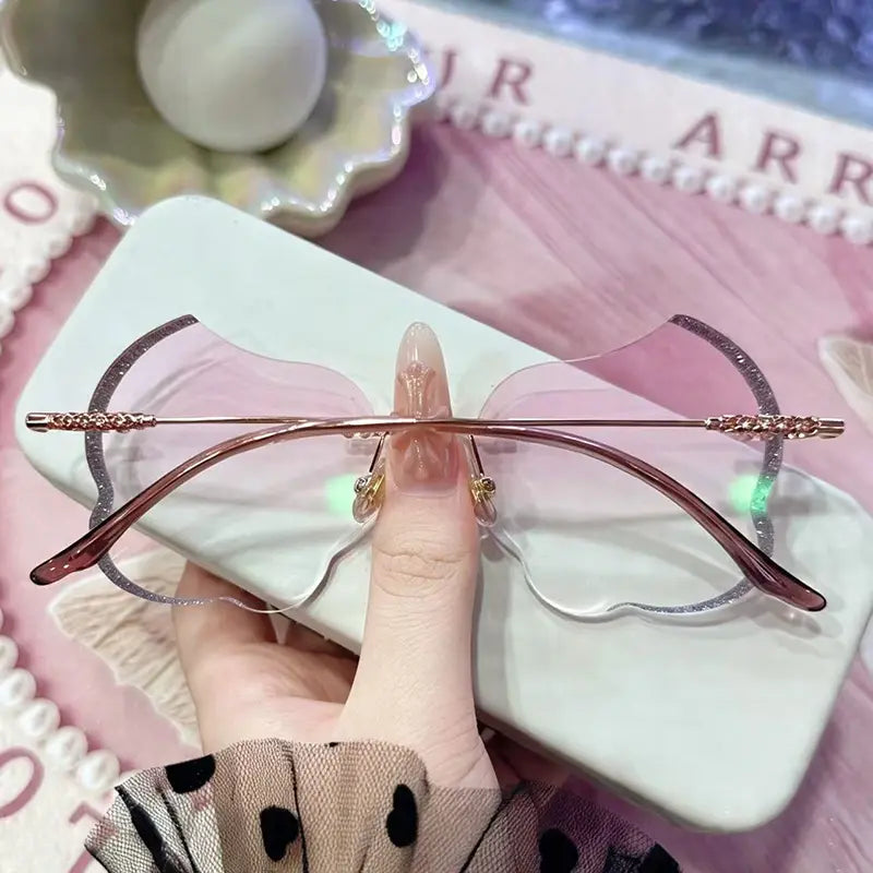 Orchid Rimless custom-shaped glasses