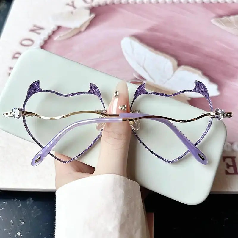 Devil Rimless Heart-shaped Glasses