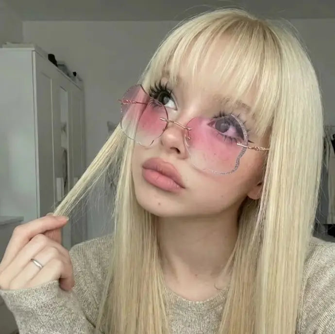 Orchid Rimless custom-shaped glasses